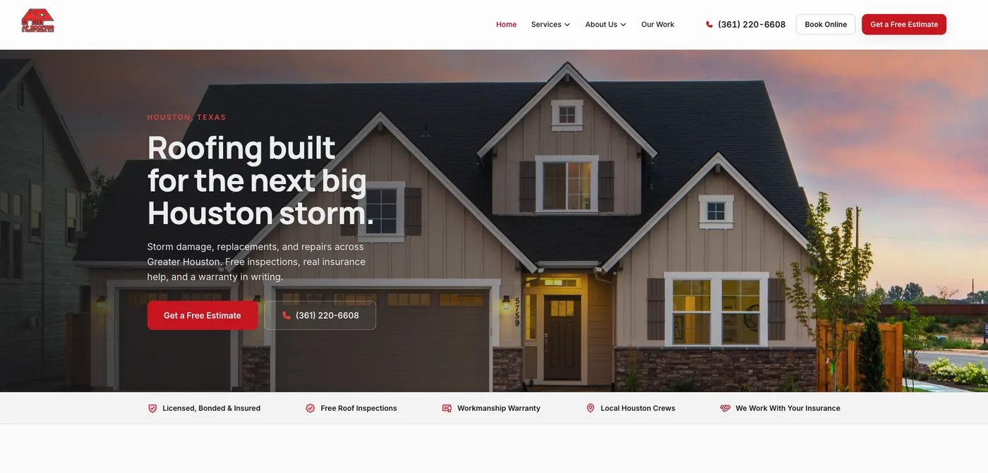 AP Roofing website